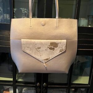 Anthropologie cream/gold tote